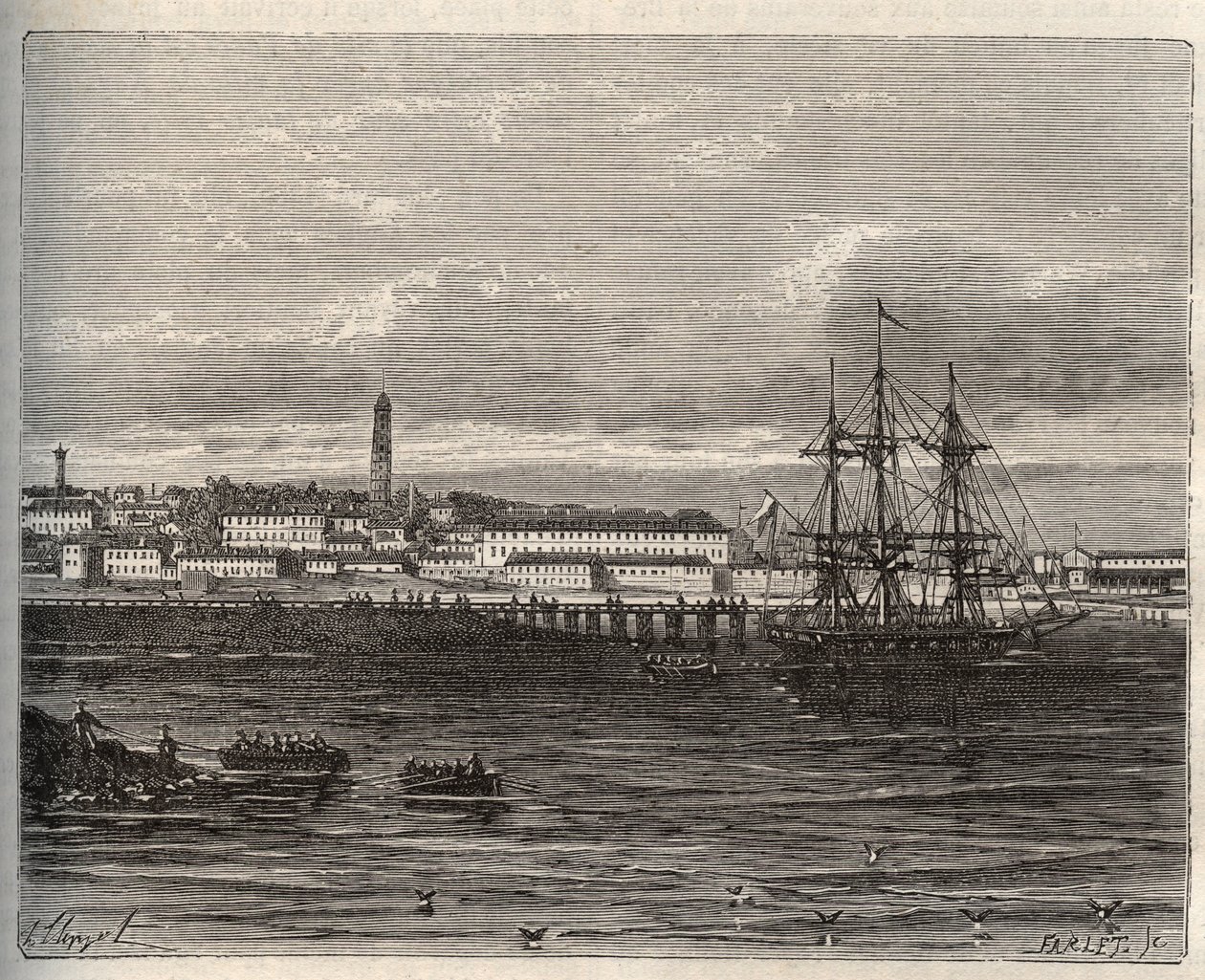 Lorient - Morbihan i Bretagne-regionen - gravering i "La France illustrée: geografi, historie, statistisk administrasjon" av VA Malt-Brown. 1884 av French School