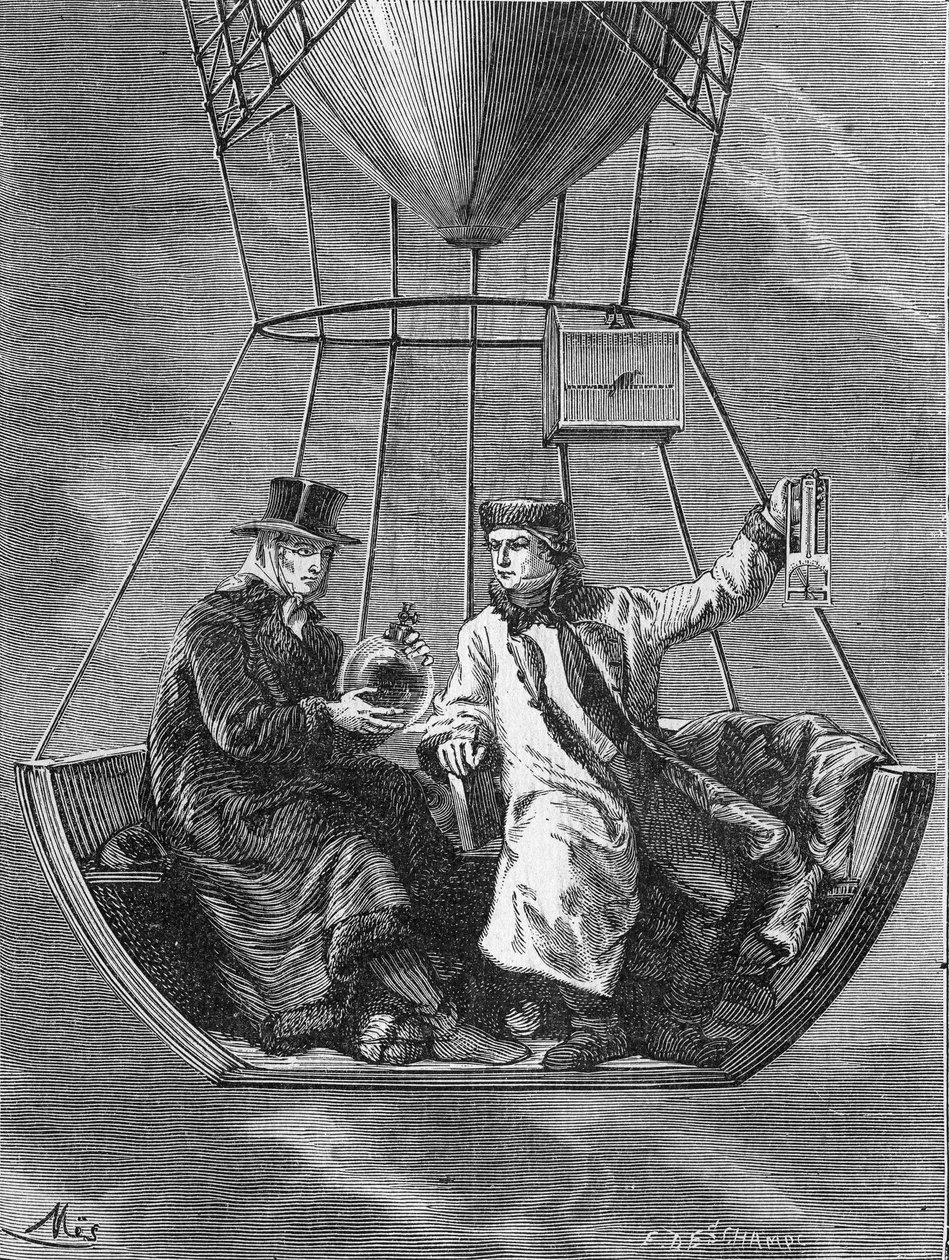 Louis-Joseph Gay-Lussac (Louis Joseph Gay Lussac) og Biot gjør fysikkeksperimenter på 4000 meters høyde - i «Album de la Science; berømte vitenskapsmenn; Store funn""" 1896. av French School