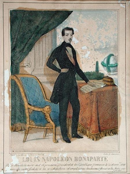 Louis-Napoleon Bonaparte (1808-73) gravert av Jannin, ca. 1849 (litho) av French School
