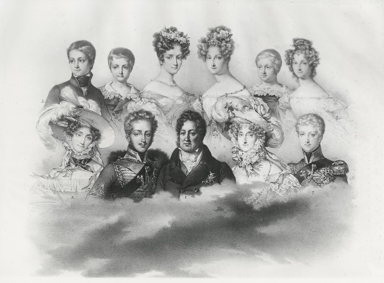 Louis-Philippe I og hans familie i 1830 (gravering) av French School
