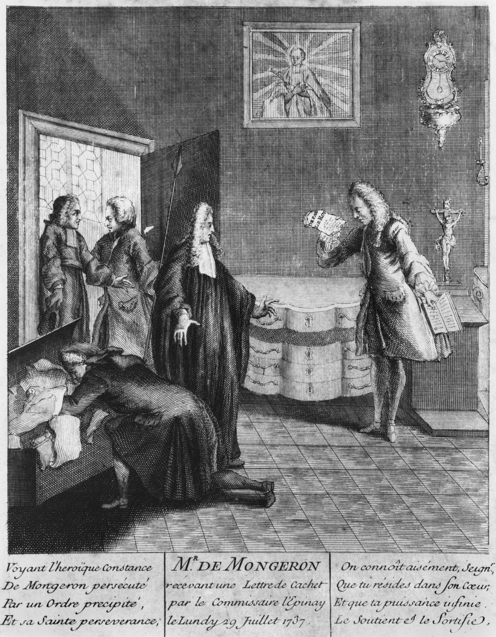 Louis Basile Carre de Montgeron mottar et brev fra kong Louis XV, 1737 av French School