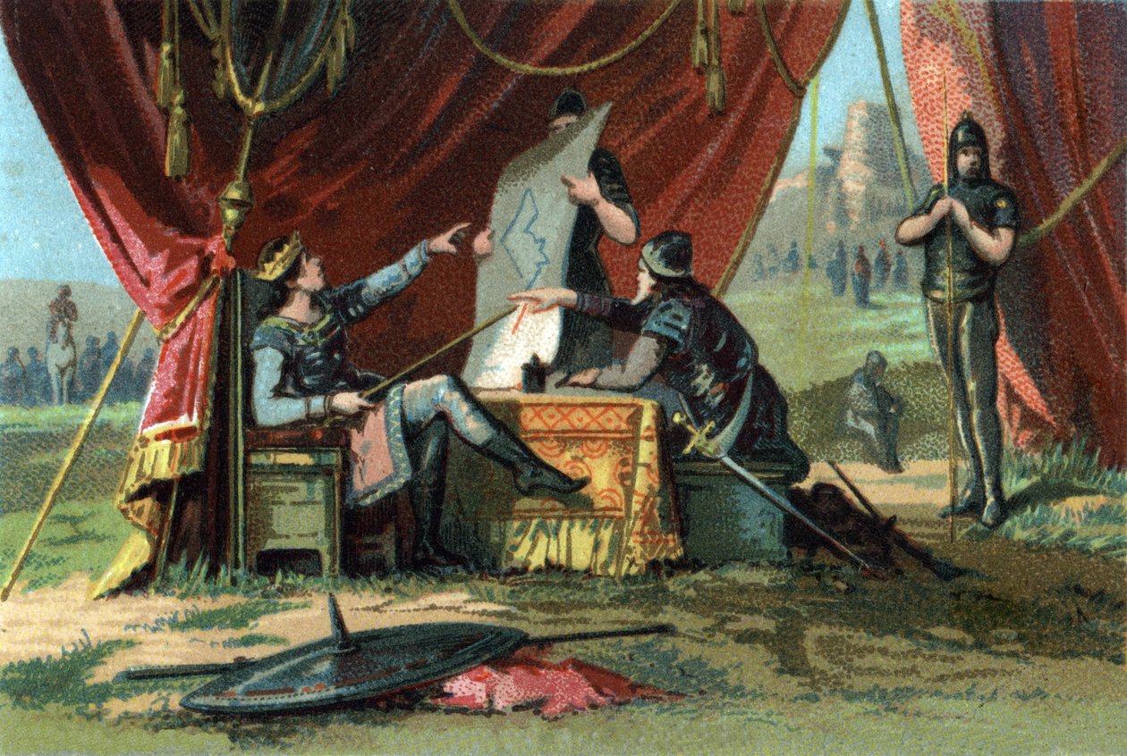 Louis III (se 863-882) og Carloman II (867-884) beleiret Wien forgjeves. Kromolitografi rundt 1890. av French School