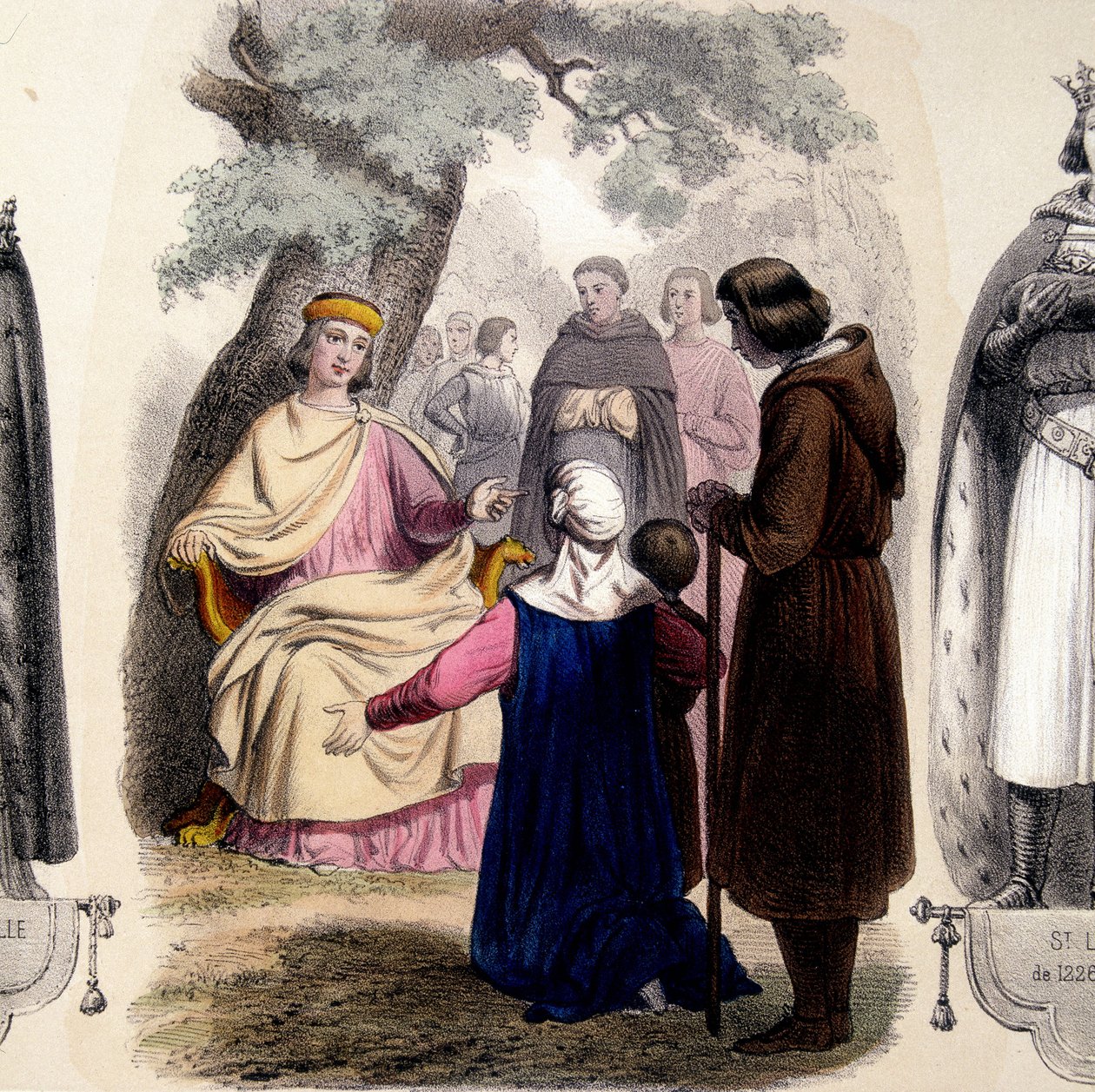 Louis IX, dit Saint Louis (1214-1270) som yter rettferdighet under en eik. av French School