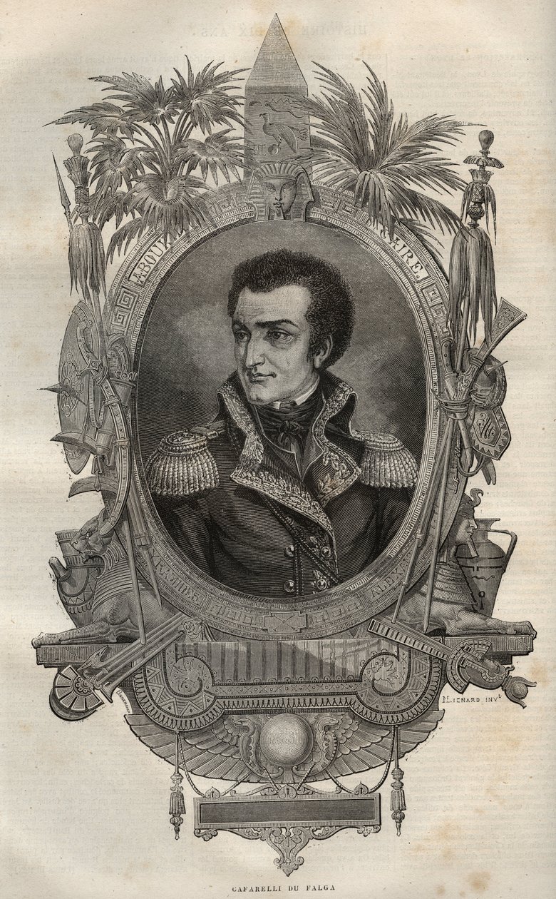 Louis Marie Maximilien de Caffarelli du Falga (1756-1799) fransk general under den franske revolusjonen - - Gravering i New National Encyclopedia av Maurice La Charest - 1870 - av French School
