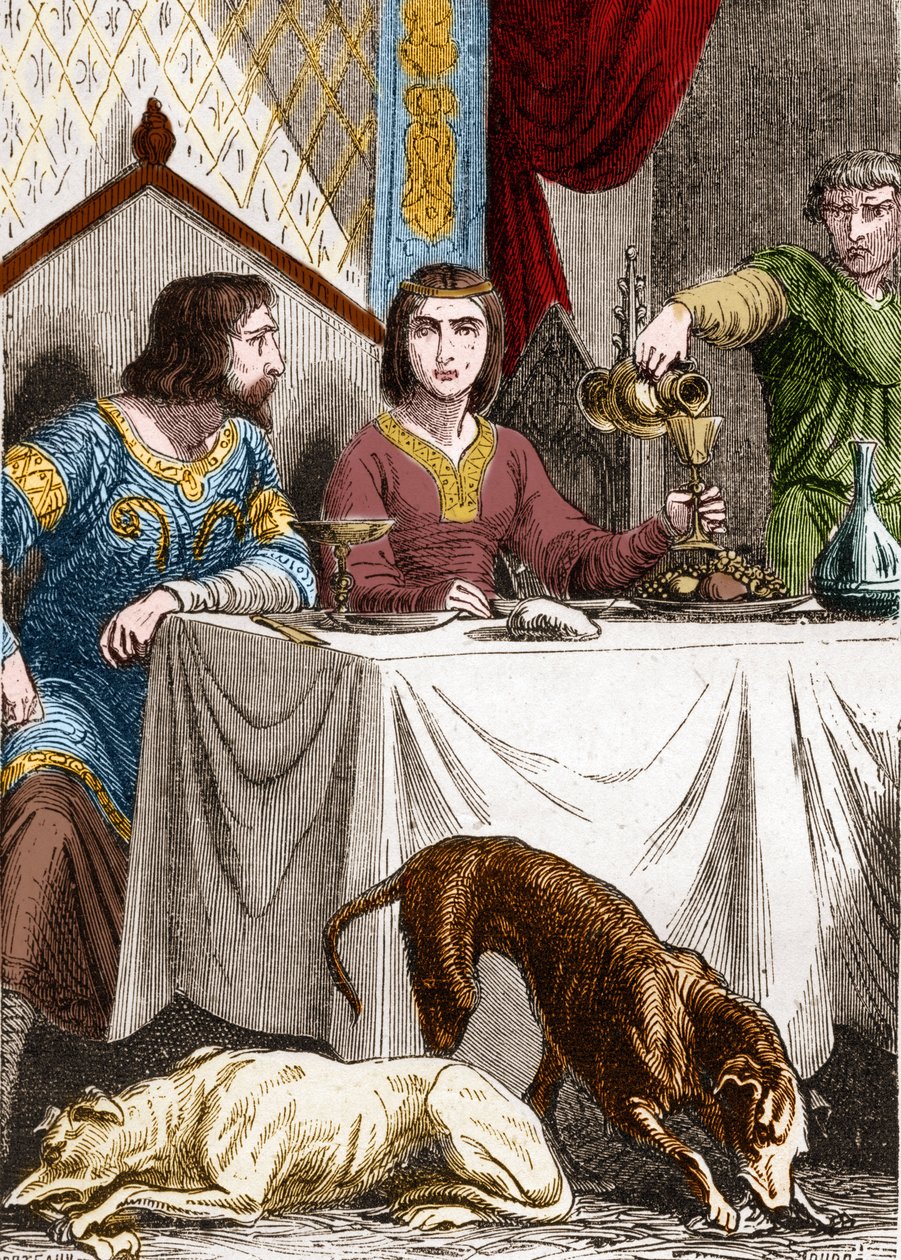 Louis VII den unge eller den fromme (1120-1180) med sin kone Alienor av Aquitaine (1122-1204) (eller Eleonore av Guyenne). av French School
