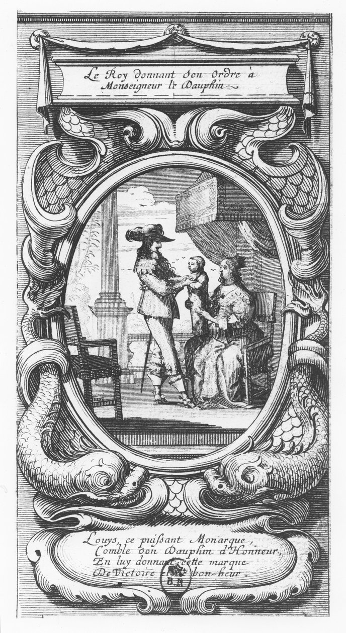 Louis XIII, konge av Frankrike som ga ordre til Monseigneur le Dauphin (gravering) av French School