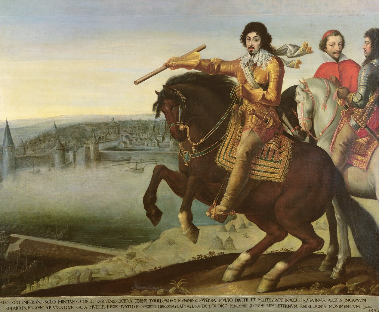 Louis XIII ved beleiringen av La Rochelle av French School