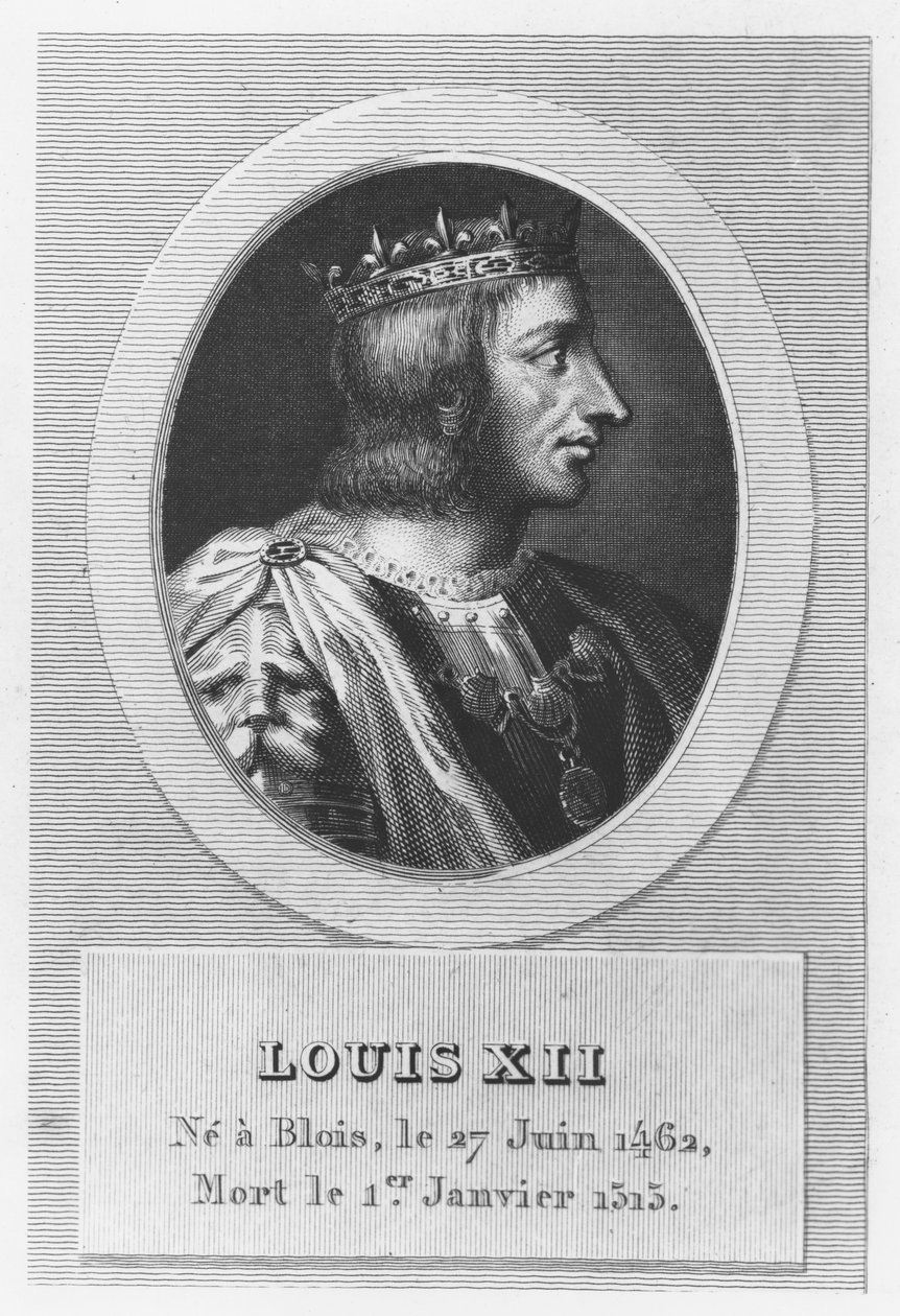 Ludvig XII, konge av Frankrike (gravering) av French School