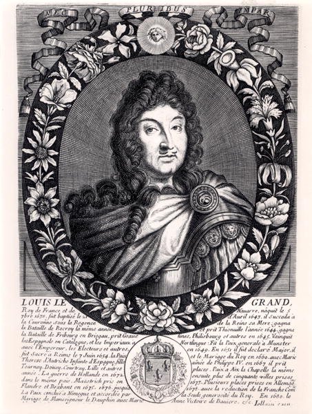 Ludvig XIV (1638-1715) konge av Frankrike, ca. 1680 (gravering) (s/hvitt foto) av French School