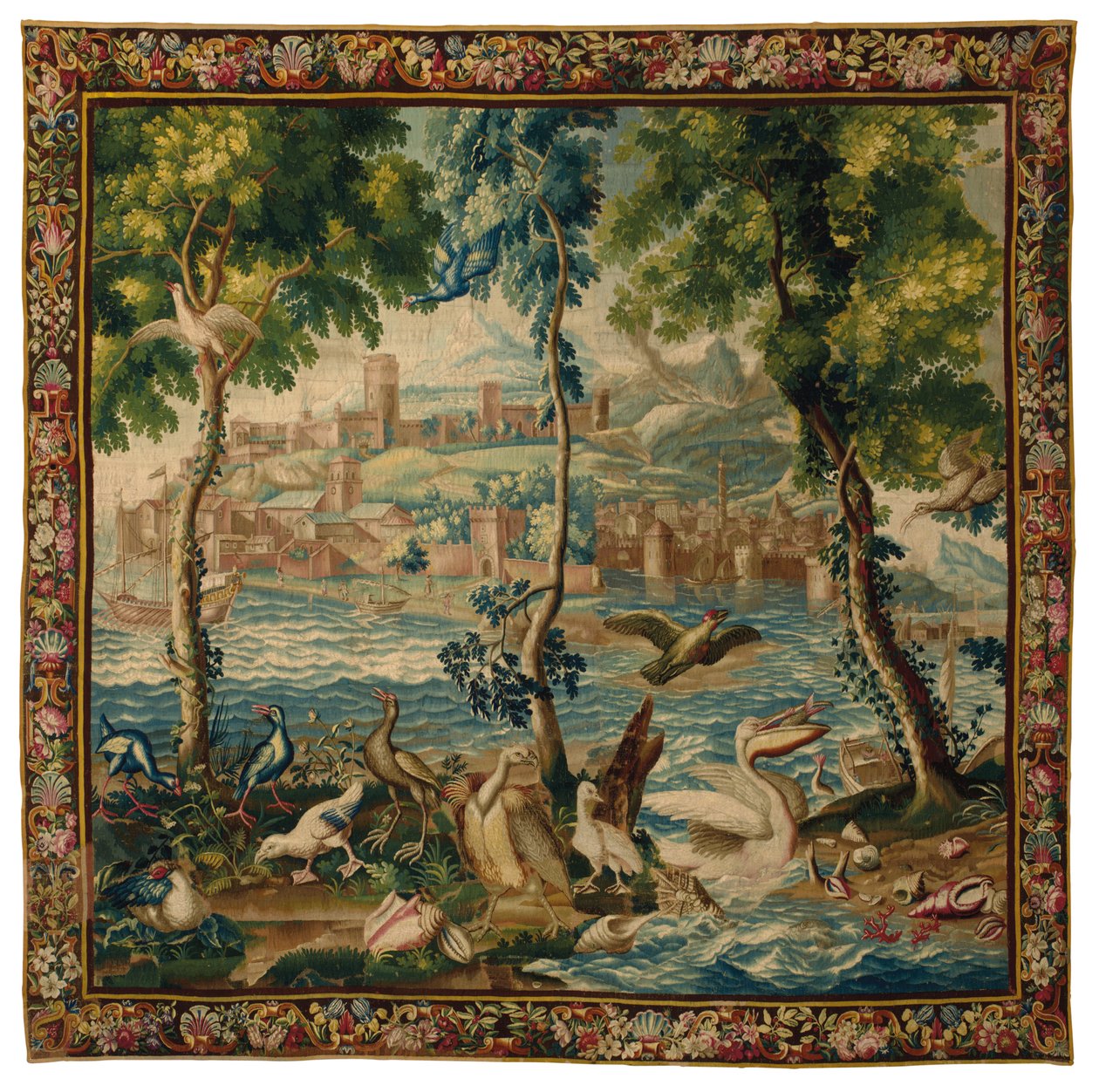 Louis XIV Beauvais "seaports" billedvev, ca.1700 av French School