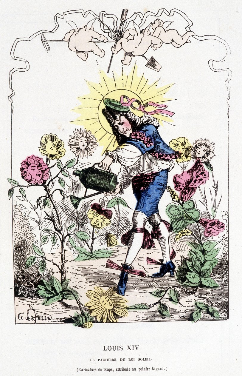 Louis XIV forkledd som gartner - i "" Histoire de France Tintamarresque"" av Touchatout av French School