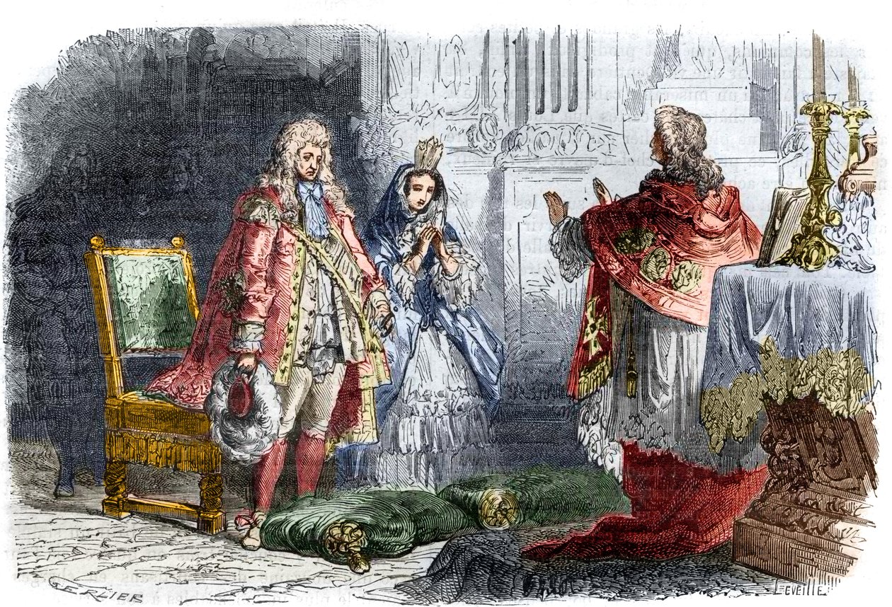 Louis XIV marries Francoise d? Aubigne, Marquise de Maintenon (winter 1683/84) - Secret marriage of King Louis XIV (1638-1715) and Francoise d