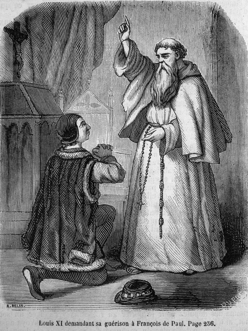 Louis XI ber om hans helbredelse av François de Paule - i "Histoire de France" av L.-P. Anquetil av French School