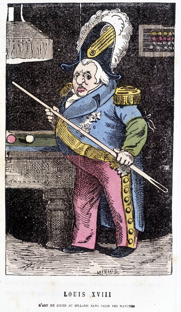 Louis XVIII spiller biljard - i "" Histoire de France Tintamarresque"" av Touchatout av French School