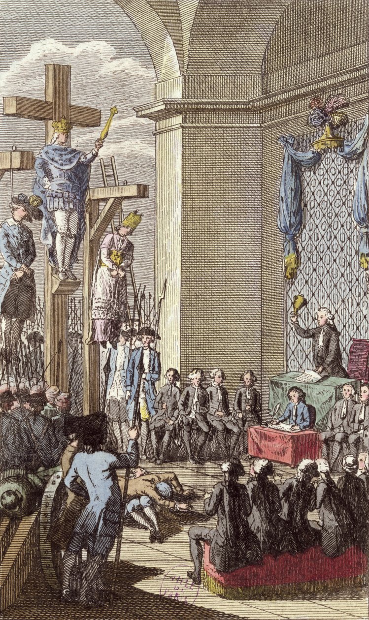 Ludvig XVI (1754-93) under rettssaken hans, korsfestet mellom adelen og presteskapet, ca. 1792 av French School