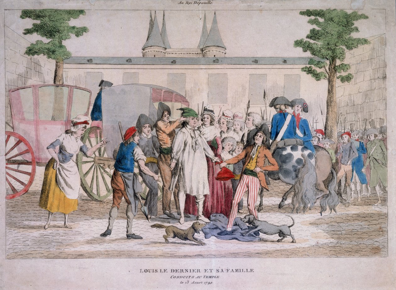 Louis XVI og hans familie førte til tempelet av French School