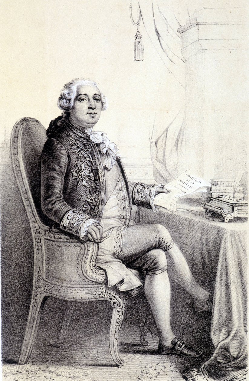 Louis XVI i ""Historical Gallery of the French Revolution"" av Albert Maurin av French School