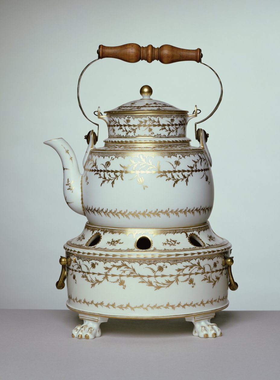 Louis XVI porselenskjele og stativ laget i Paris, ca. 1775-91 (porselen) av French School