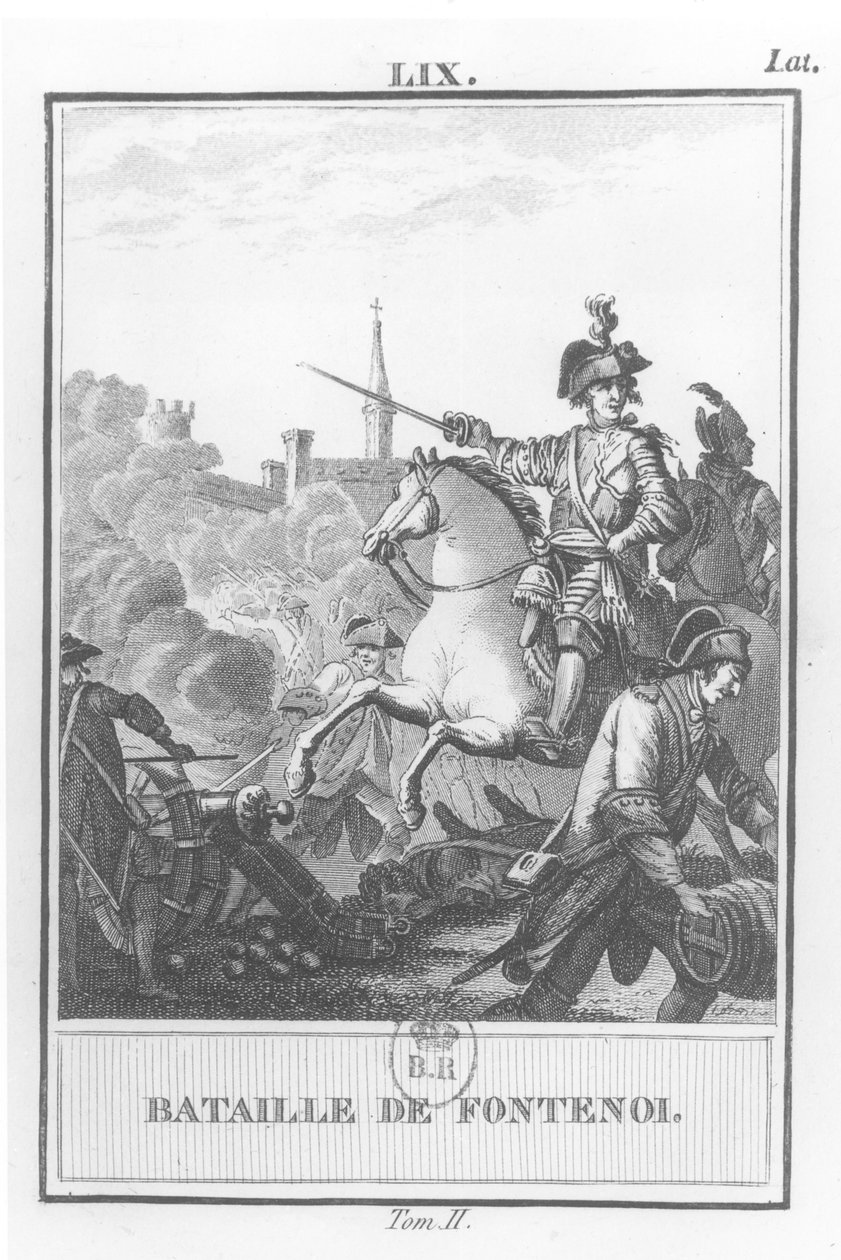 Louis XV (1710-74) i slaget ved Fontenoy, 11. mai 1745, av French School
