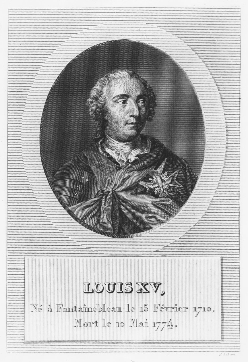 Ludvig XV, konge av Frankrike og Navarra (gravering) av French School