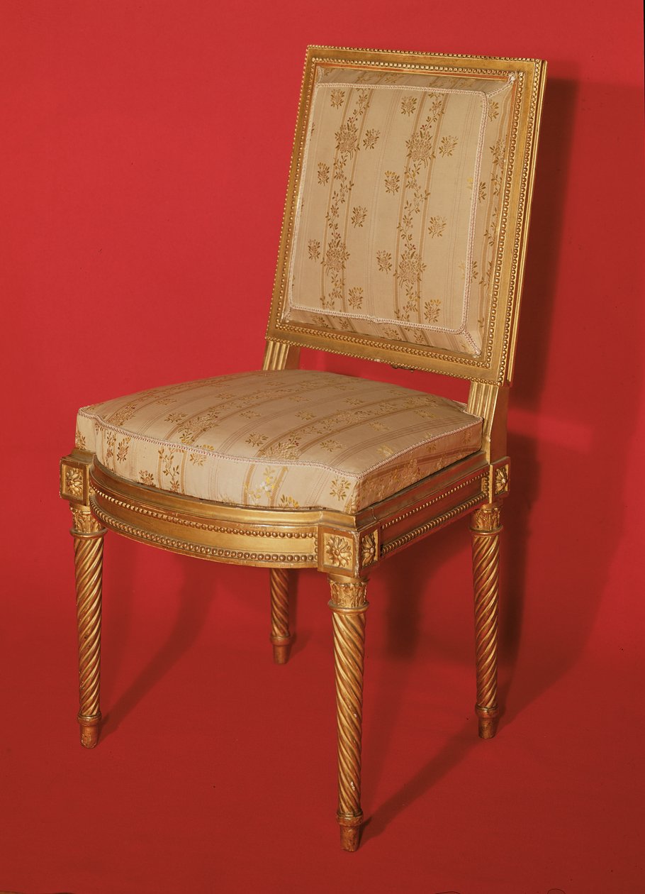 Stol i Louis XV-stil (forgylt tre og silke) av French School