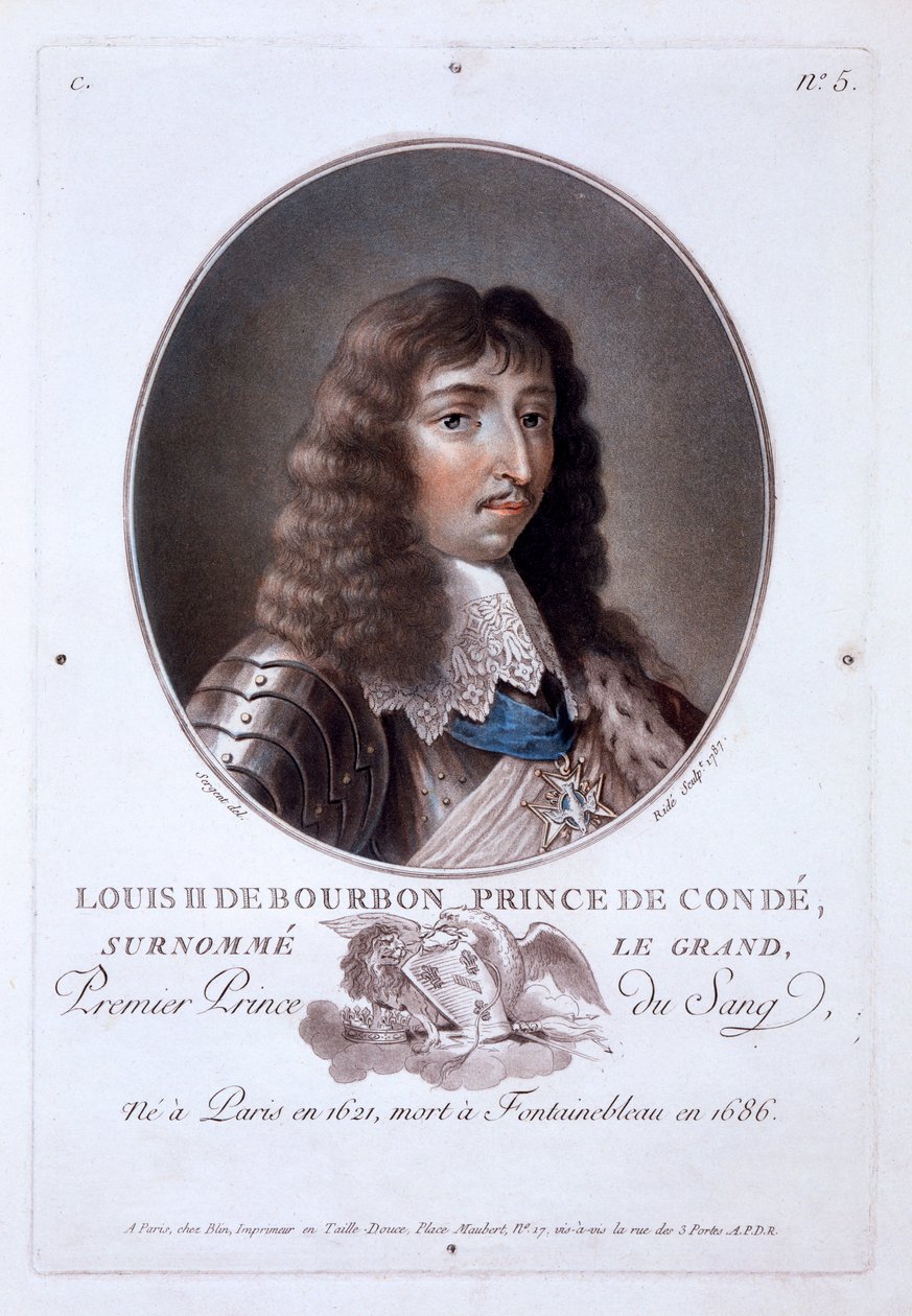 Louis de Bourbon, Prince de Condé, fra Portraits of Great Men, Illustrious Women, and Memorable Subjects of France, utgitt 1787-92 av French School
