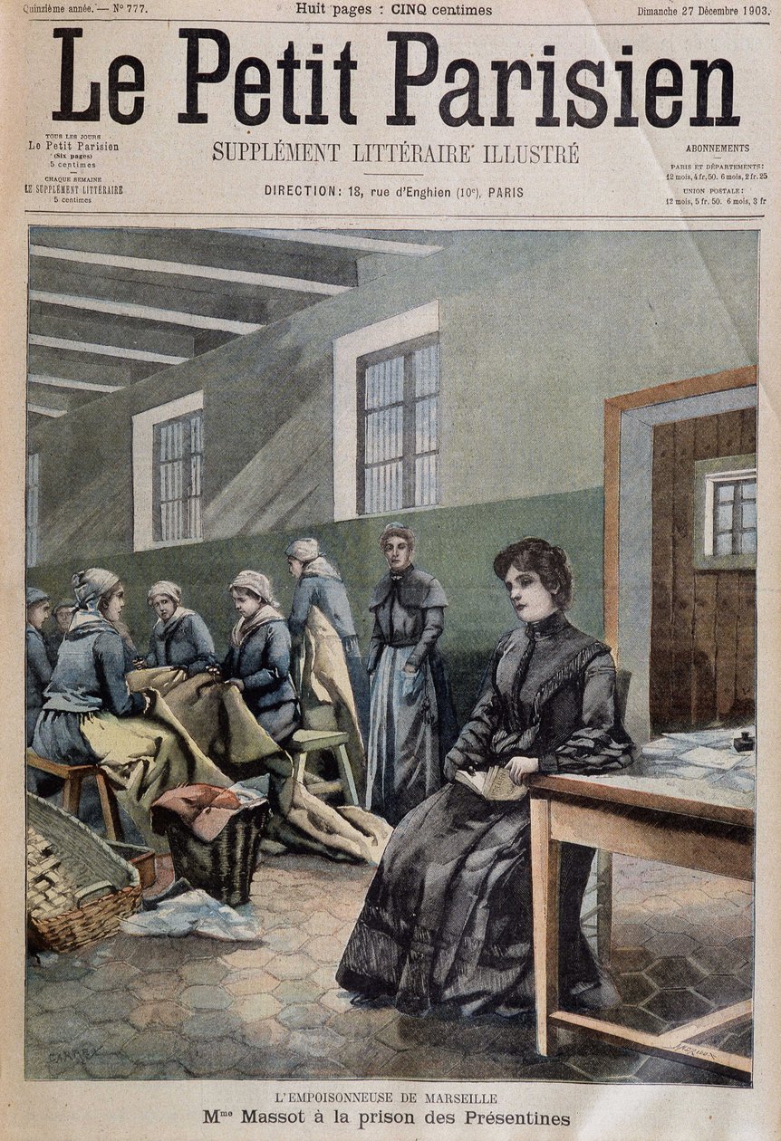 The Poisoner of Marseille: Mme massot i fengselet til presentinerne - couv. i “Le Petit Parisien”” 27/12/1903 (gravering) av French School