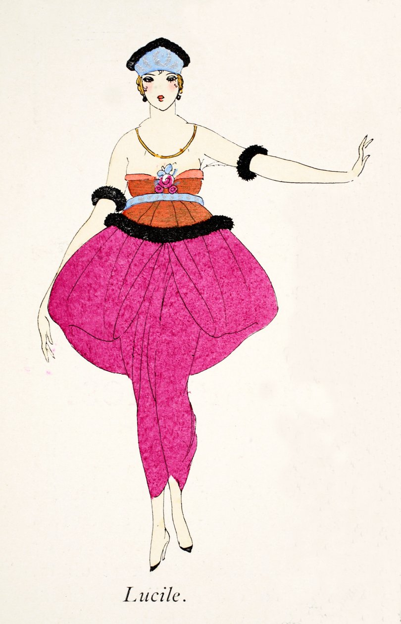 Lucile - Design for en kjole (stensiltrykk) av French School