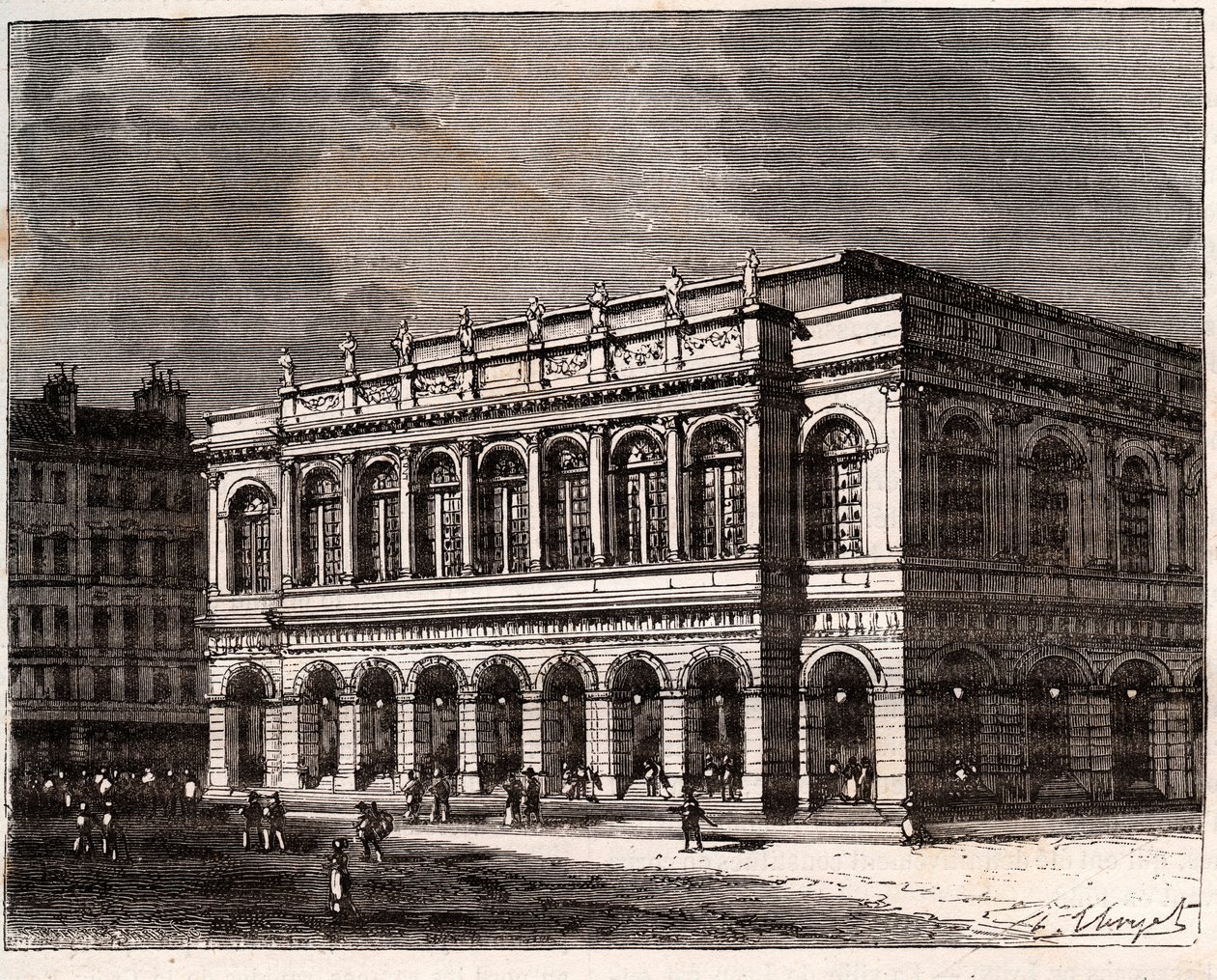 Lyon: Le Grand Theatre - engraving in “La France illustree: geography, history, statistical administration” by V.A. Malt-Brown. 1884 av French School