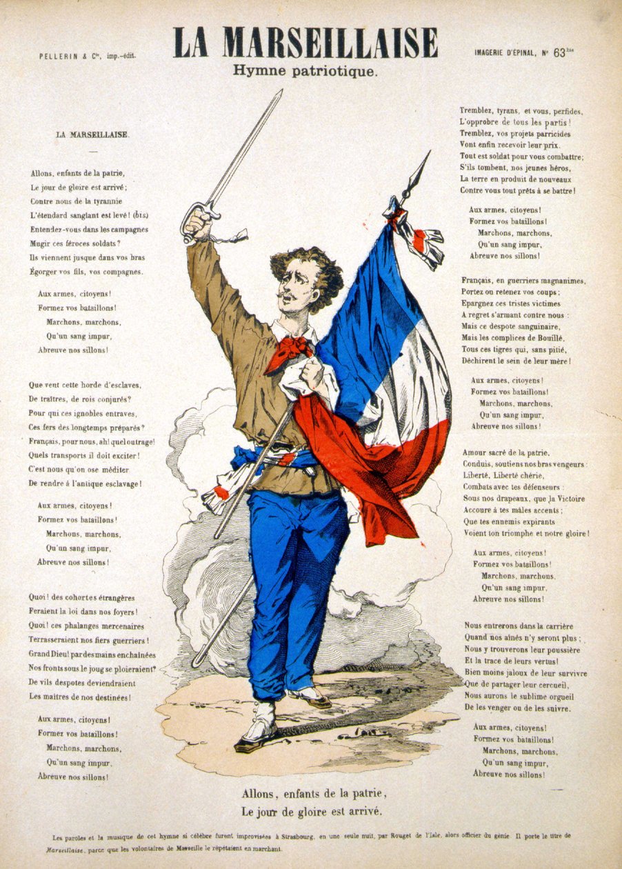 Tekst til ""La Marseillaise". Bilde av Epinal av French School