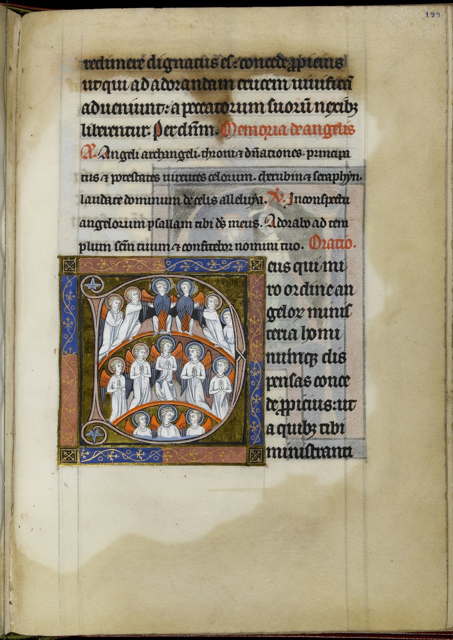 MS 300 f.199r, stemmerett til engler, folio fra Psalter-Hours of Isabelle of France, c.1265-70 (penn og blekk, tempera og gull på vellum) av French School