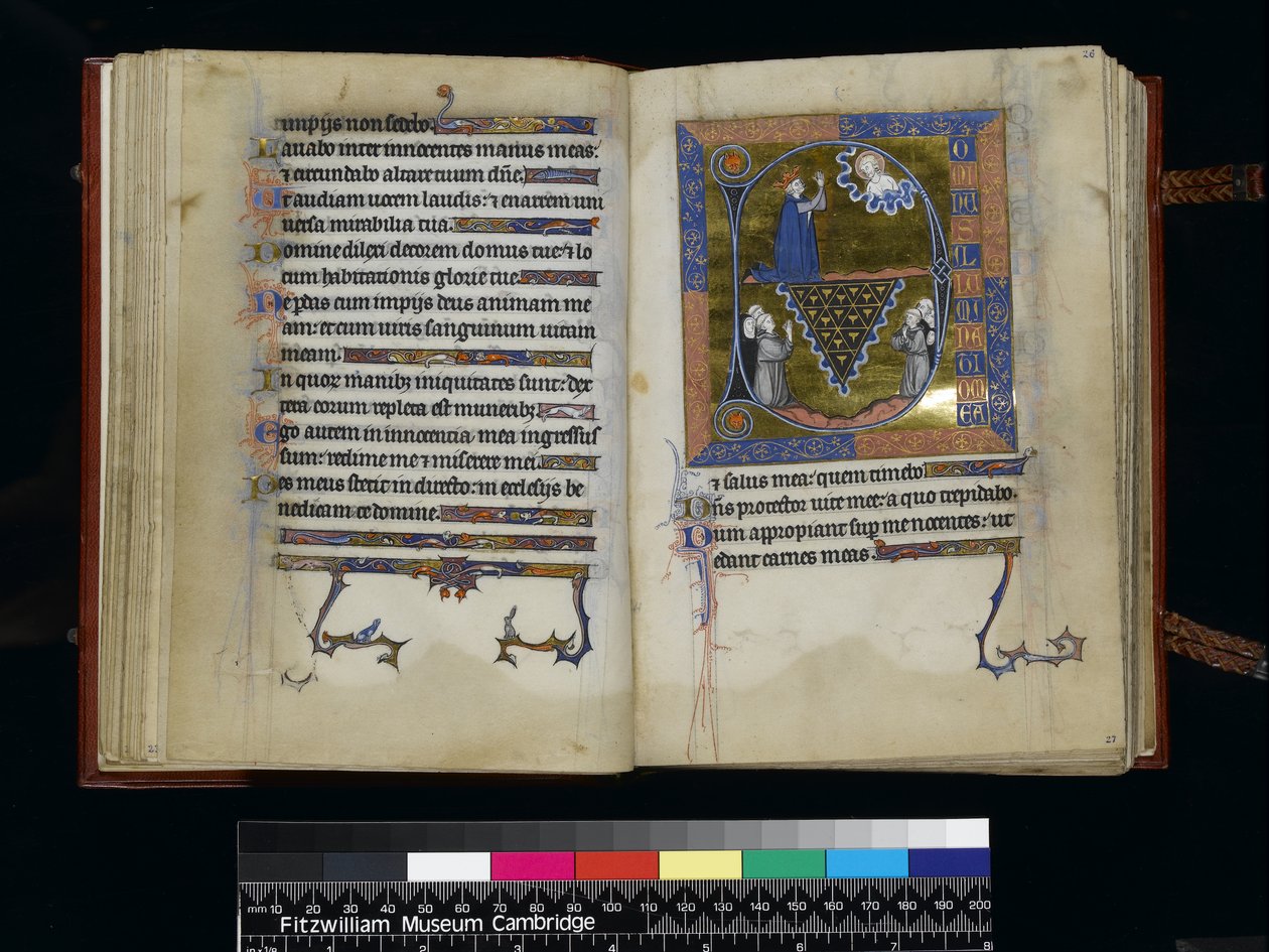 MS 300 f25v-26r, David ber til Gud, fra salmen og timer til Isabella av Frankrike, Paris, ca. 1265-70 av French School