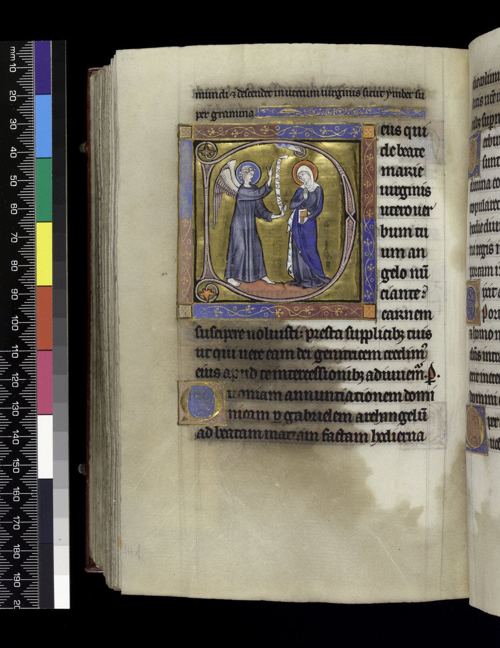 MS 300 f.274v, Samlinger, prekener og leksjoner for kunngjøringen, fra Salter og timer til Isabella av Frankrike, Paris, ca. 1265-70 av French School
