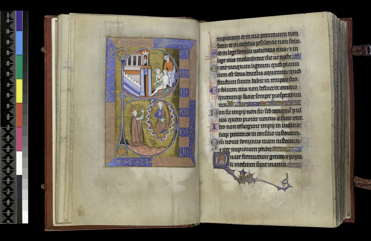MS 300 f.XIII-1r, fra Psalter and Hours of Isabella of France, Paris, ca. 1265-70 (penn og blekk og tempera på pergament) av French School