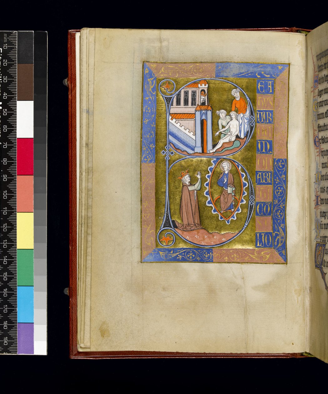 MS 300 f.XIII, folio fra Psalter and Hours of Isabella of France, Paris, ca. 1265-70 (penn og blekk og tempera på pergament) av French School