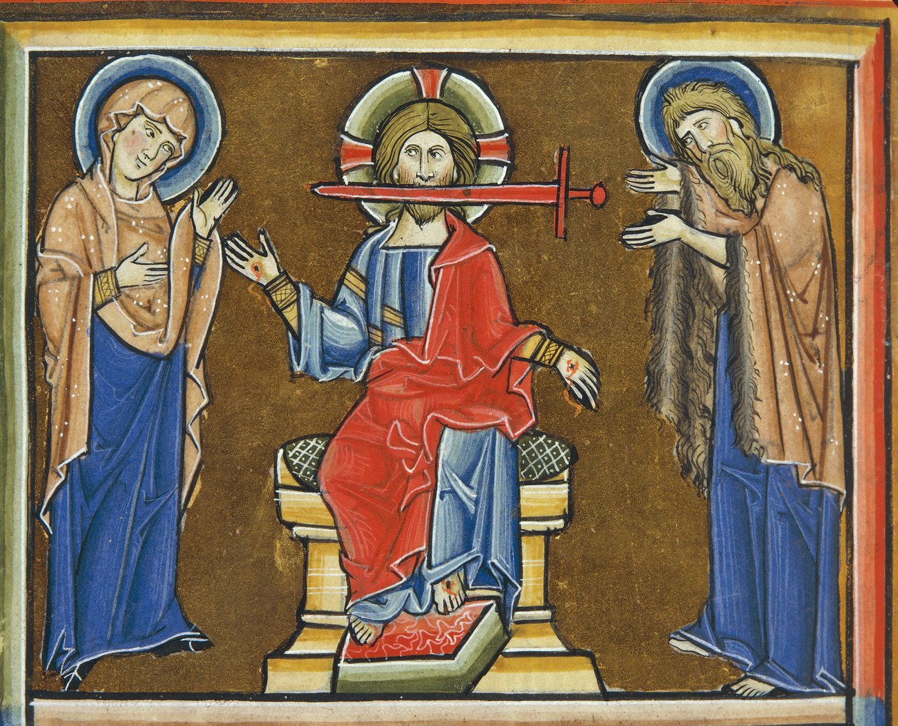 MS CXXXVII, Kristus av apokalypsen, fra Salter of Saint Elizabeth (tempera og bladgull på vellum) av French School