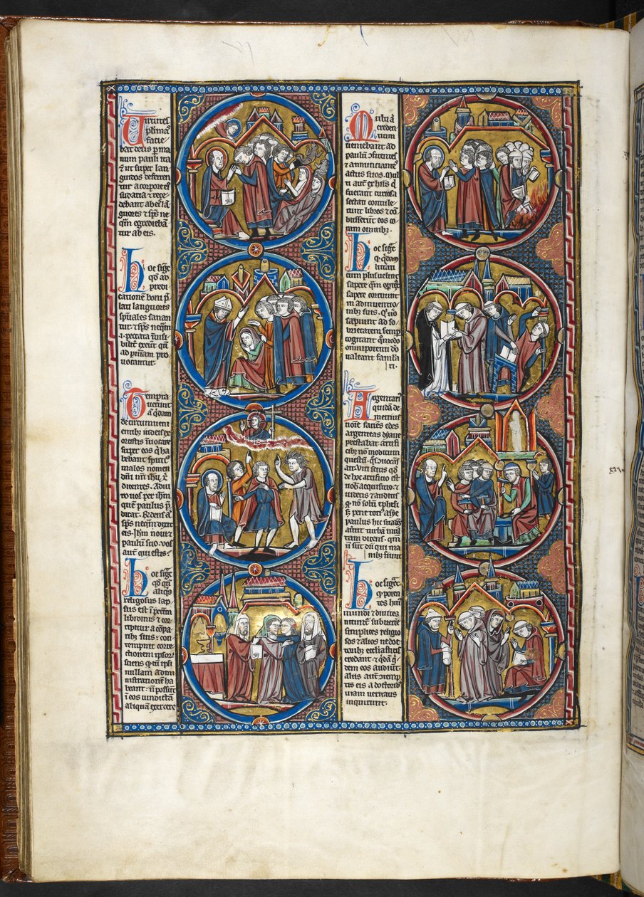 MS. Harley 1527, f.80v, miniatyrer fra Bible moralisée (vellum) av French School