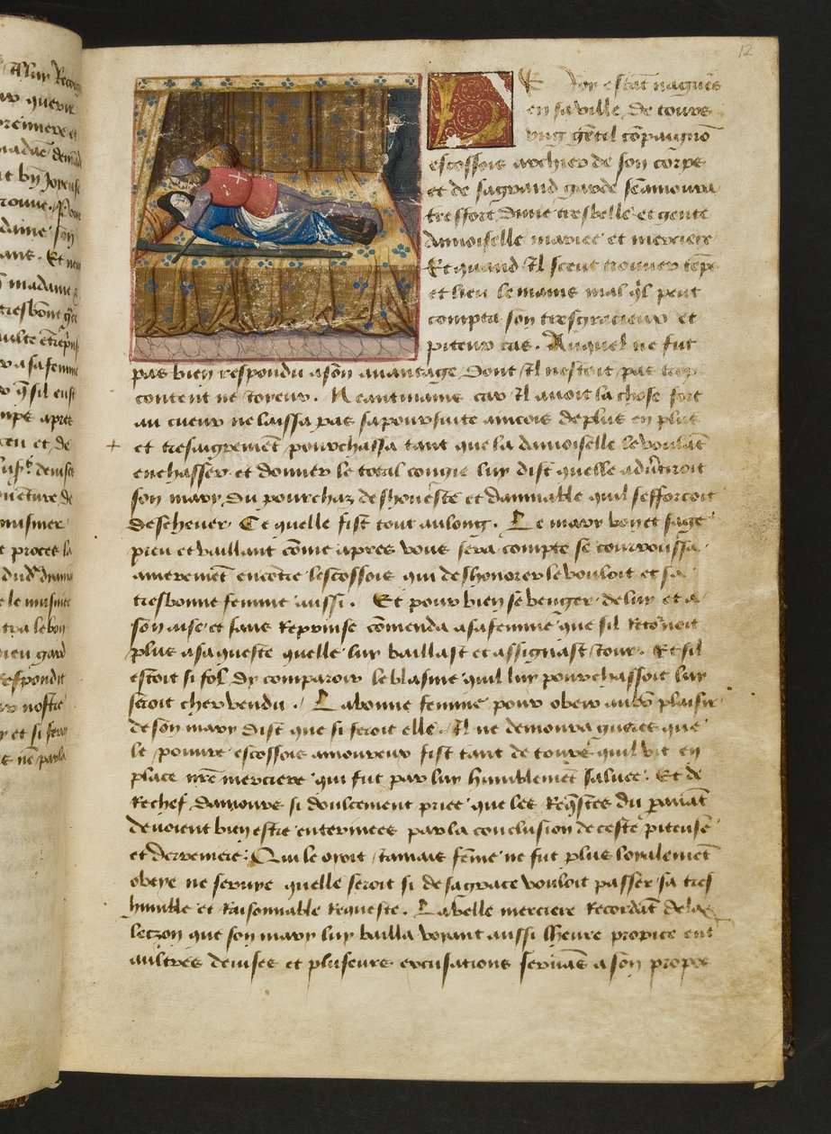 MS Hunter 252 012r-side fra Hundred New News, ca. 1461-62 av French School