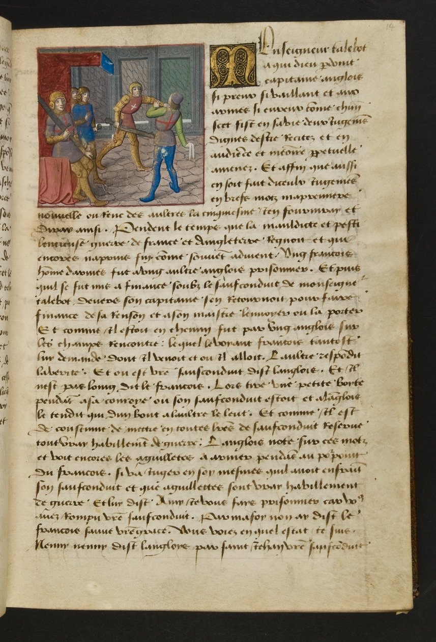 MS Hunter 252 014r-side fra Hundred New News, ca. 1461-62 av French School