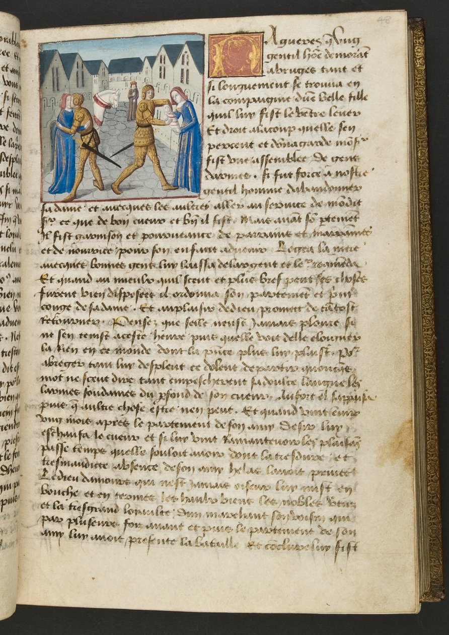 MS Hunter 252 048r-side fra Hundred New News, ca. 1461-62 av French School