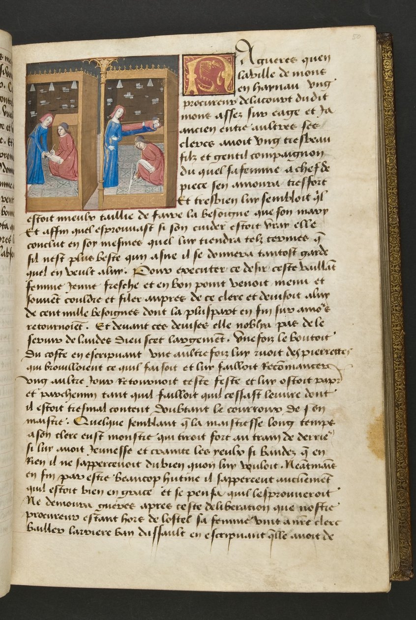 MS Hunter 252 050r-side fra Hundred New News, ca. 1461-62 av French School