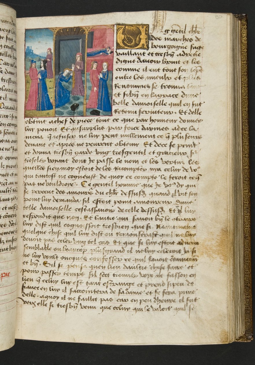 MS Hunter 252 080r-side fra Hundred New News, ca. 1461-62 av French School
