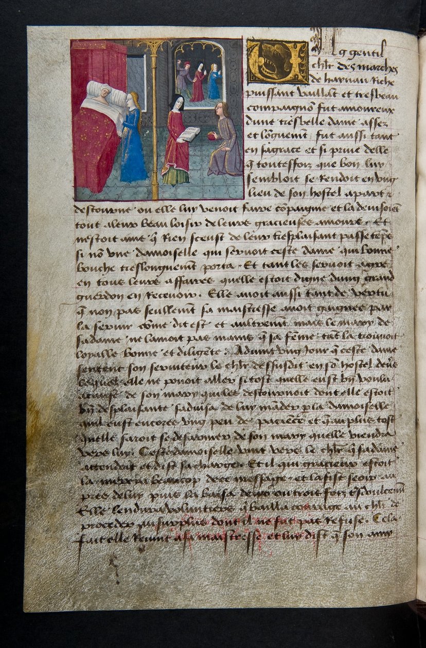 MS Hunter 252 095v-side fra Hundred New News, ca. 1461-62 av French School