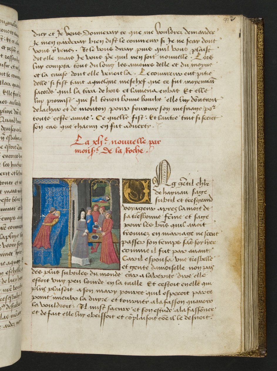 MS Hunter 252 099r-side fra Hundred New News, ca. 1461-62 av French School