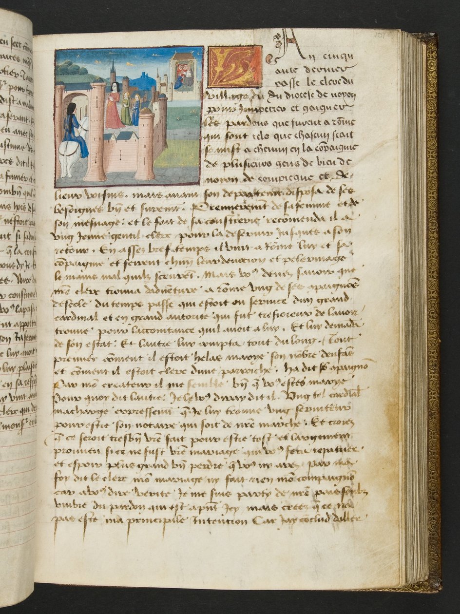 MS Hunter 252 101r-side fra Hundred New News, ca. 1461-62 av French School
