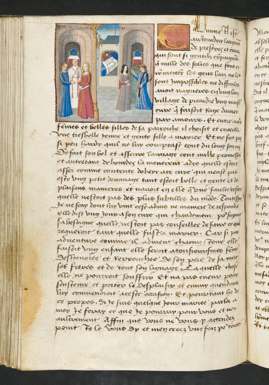 MS Hunter 252 105v-side fra Hundred New News, ca. 1461-62 av French School