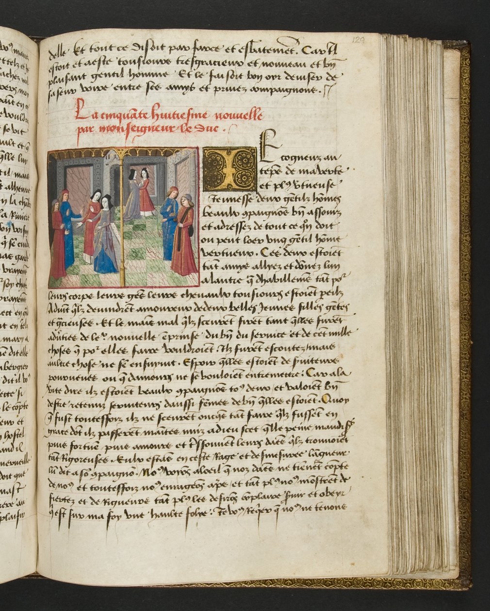 MS Hunter 252 129r-side fra Hundred New News, ca. 1461-62 av French School