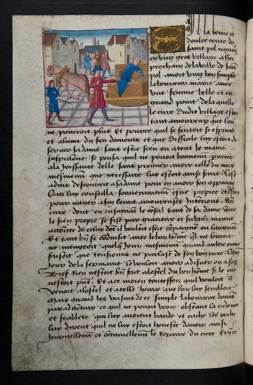 MS Hunter 252 157v-side fra Hundred New News, ca. 1461-62 av French School