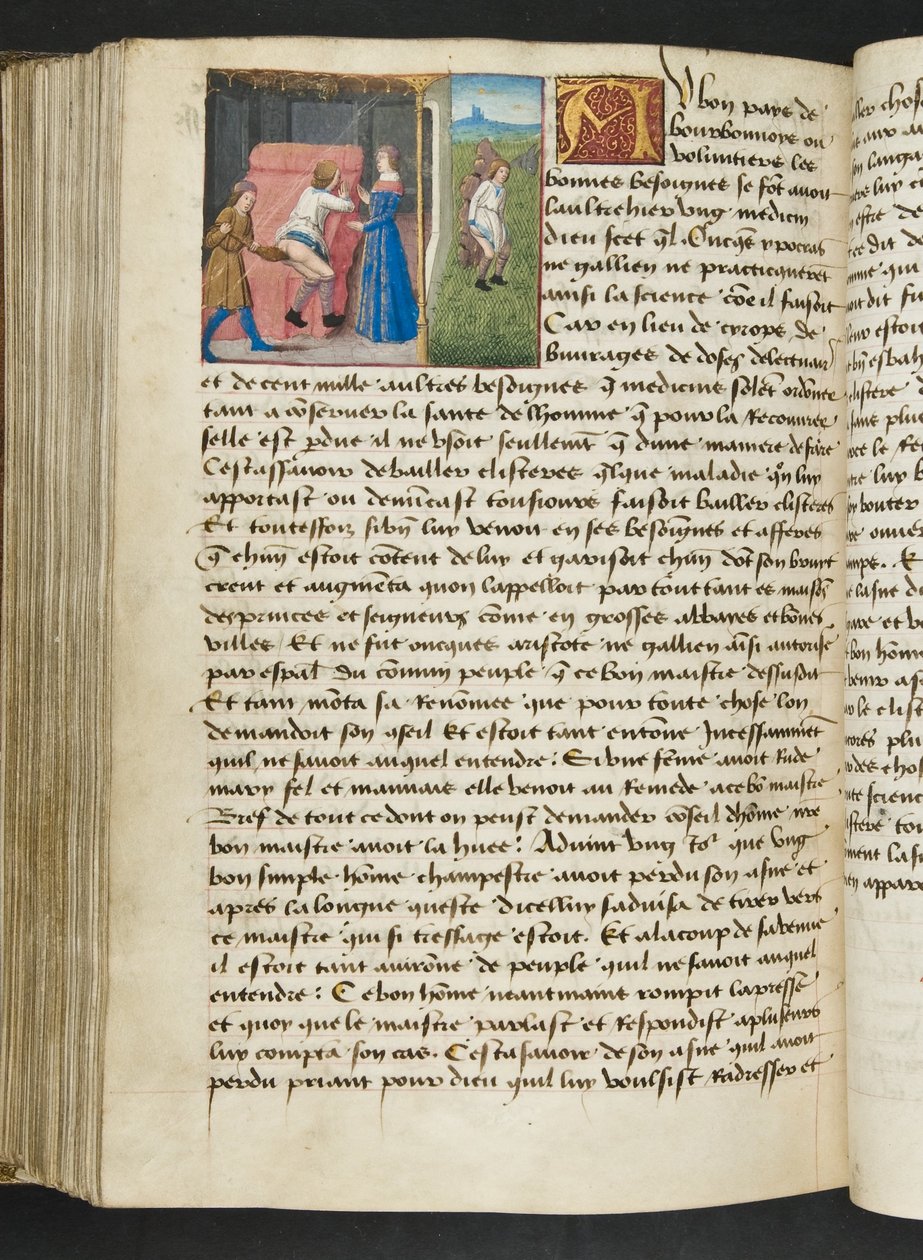 MS Hunter 252 167v-side fra Hundred New News, ca. 1461-62 av French School