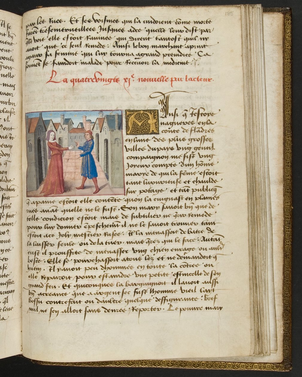 MS Hunter 252 185r-side fra Hundred New News, ca. 1461-62 av French School